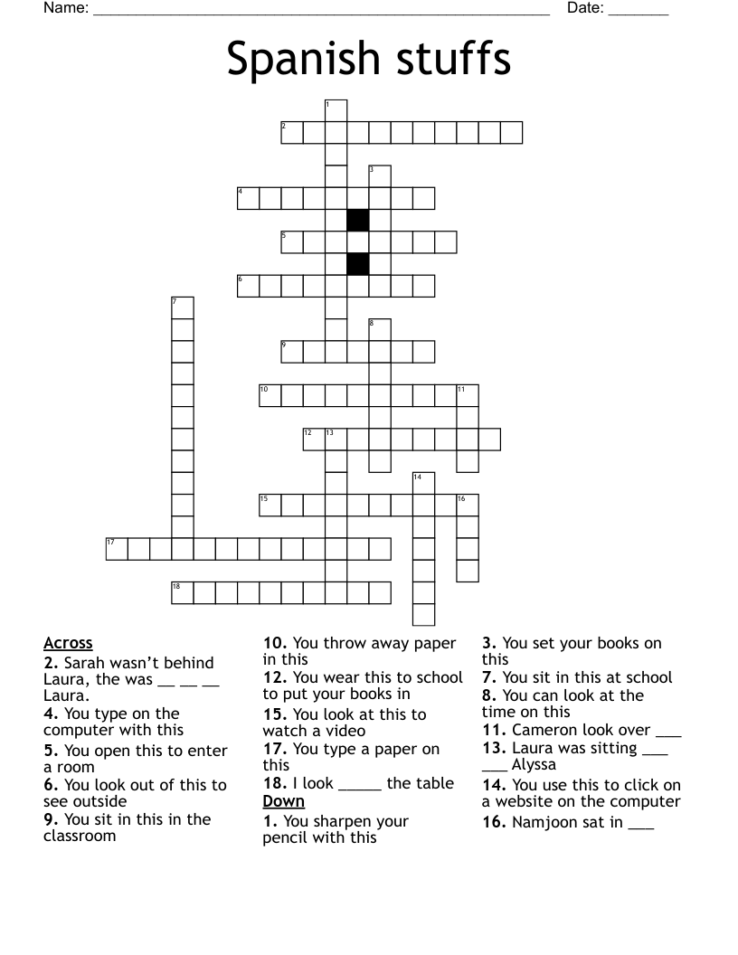 Spanish stuffs Crossword