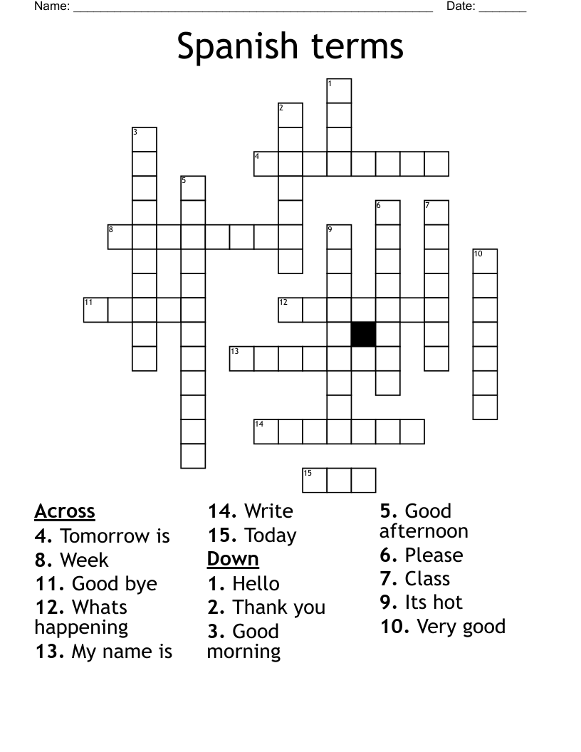 Spanish terms Crossword