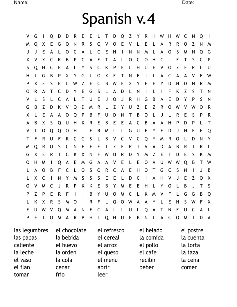 Spanish v.4 Word Search