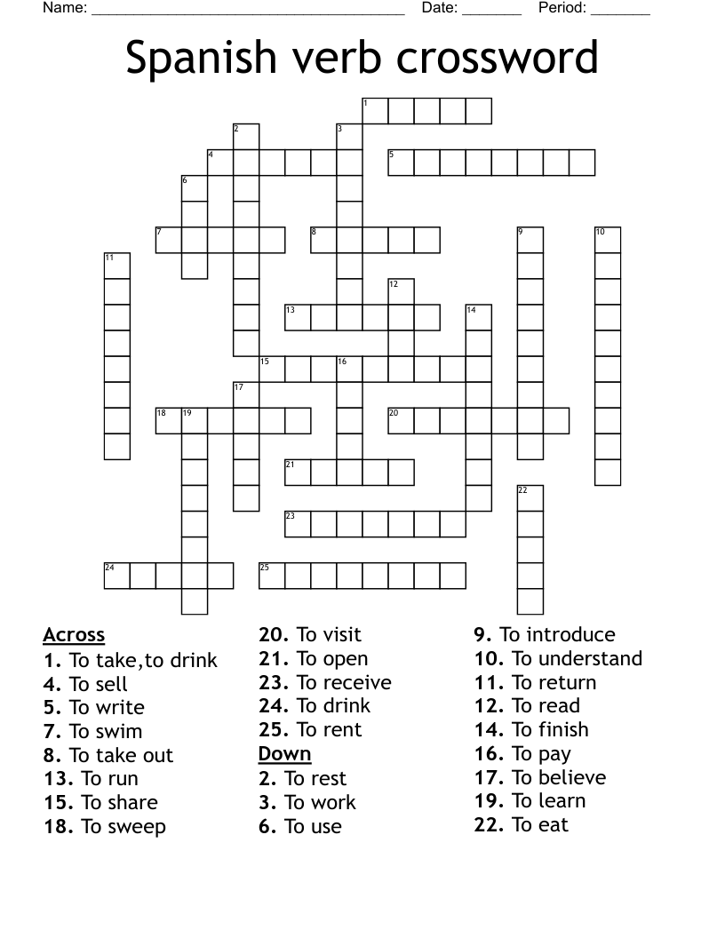 Spanish verb crossword 