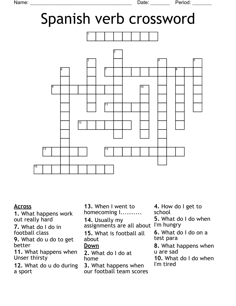Spanish verb crossword 