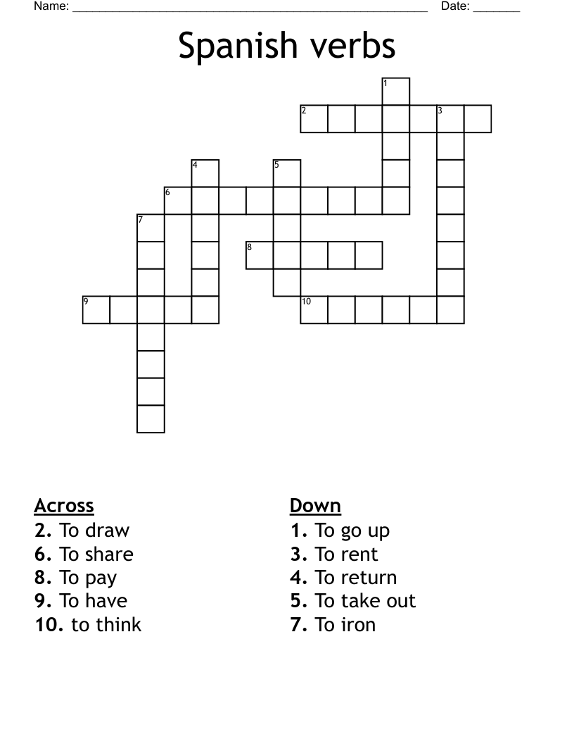 Spanish verbs Crossword