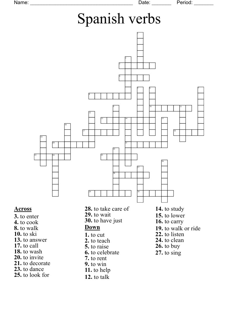 Spanish verbs Crossword