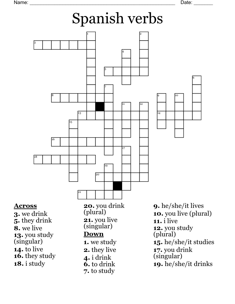 Spanish verbs Crossword