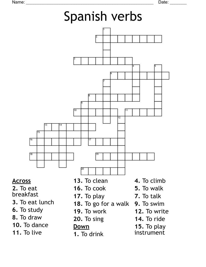 Spanish verbs Crossword