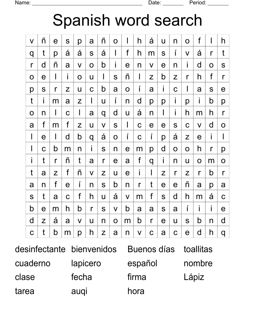 Spanish word search 