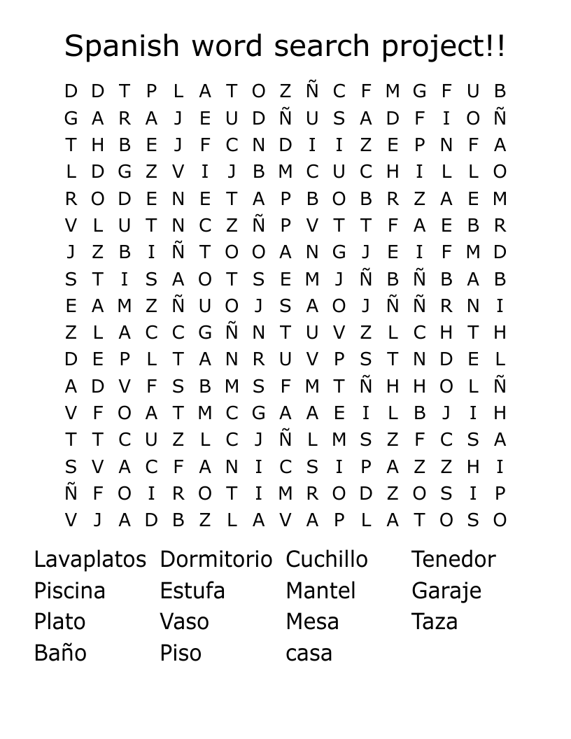 Spanish word search project!! 
