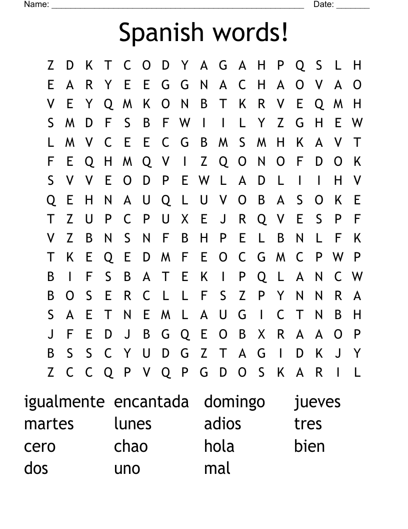 Spanish words! Word Search