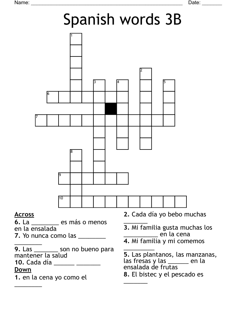 Spanish words 3B Crossword