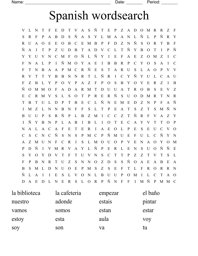 Spanish wordsearch