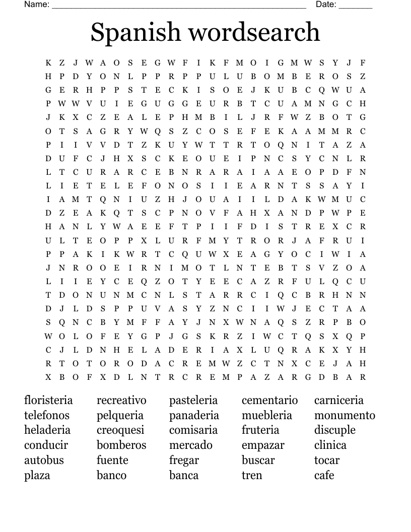 Spanish wordsearch