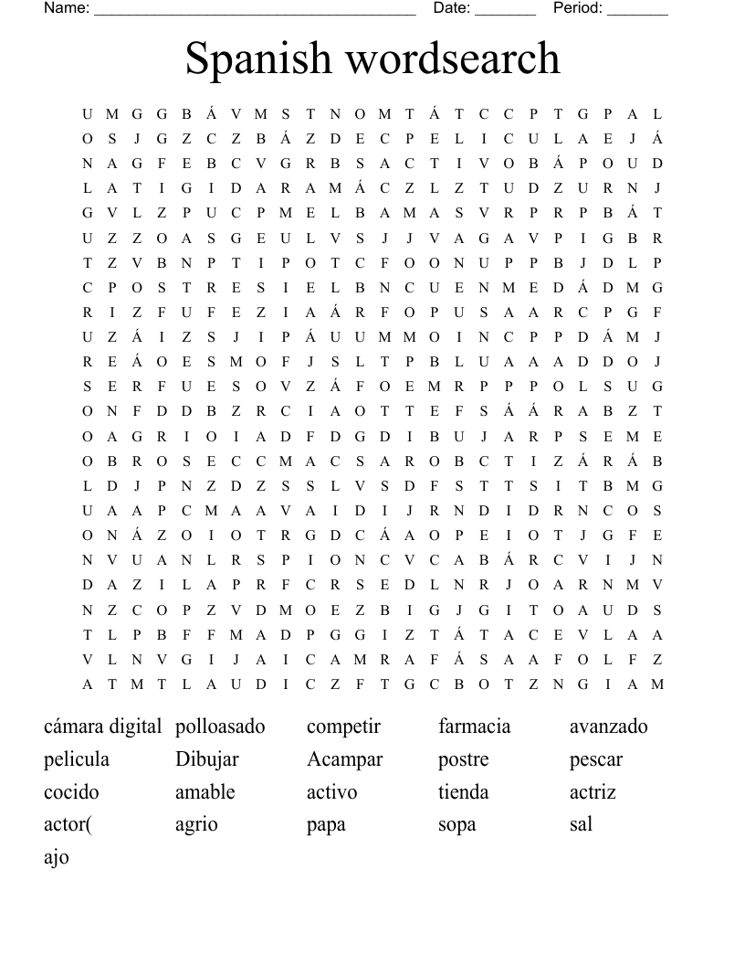 Spanish wordsearch