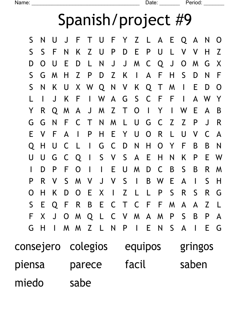 Spanish/project #9 Word Search