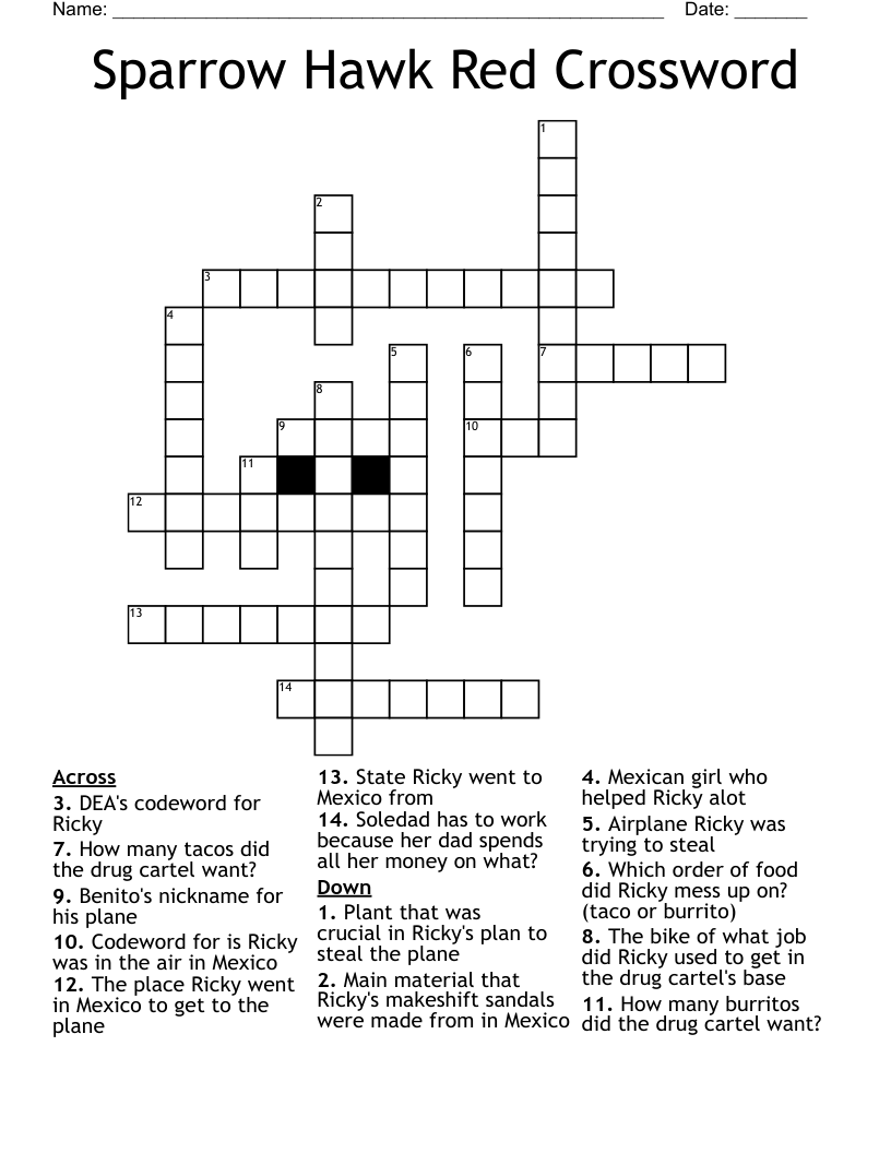 Sparrow Hawk Red Crossword