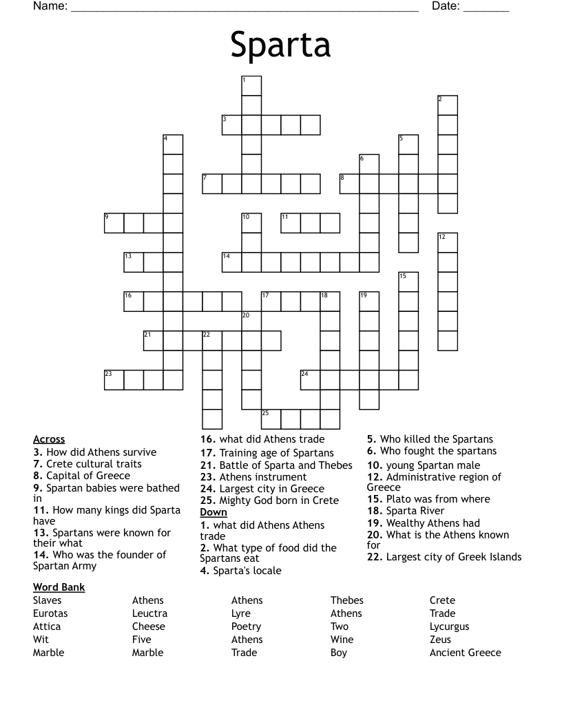 Sparta Crossword