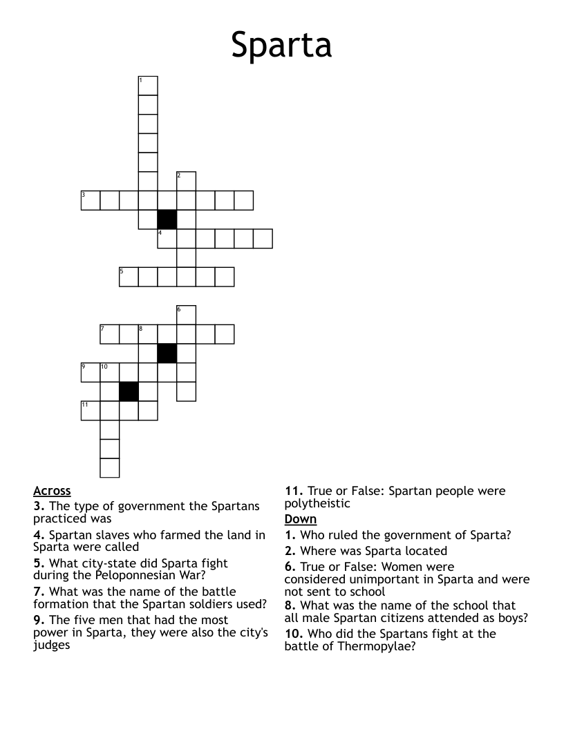 Sparta Crossword