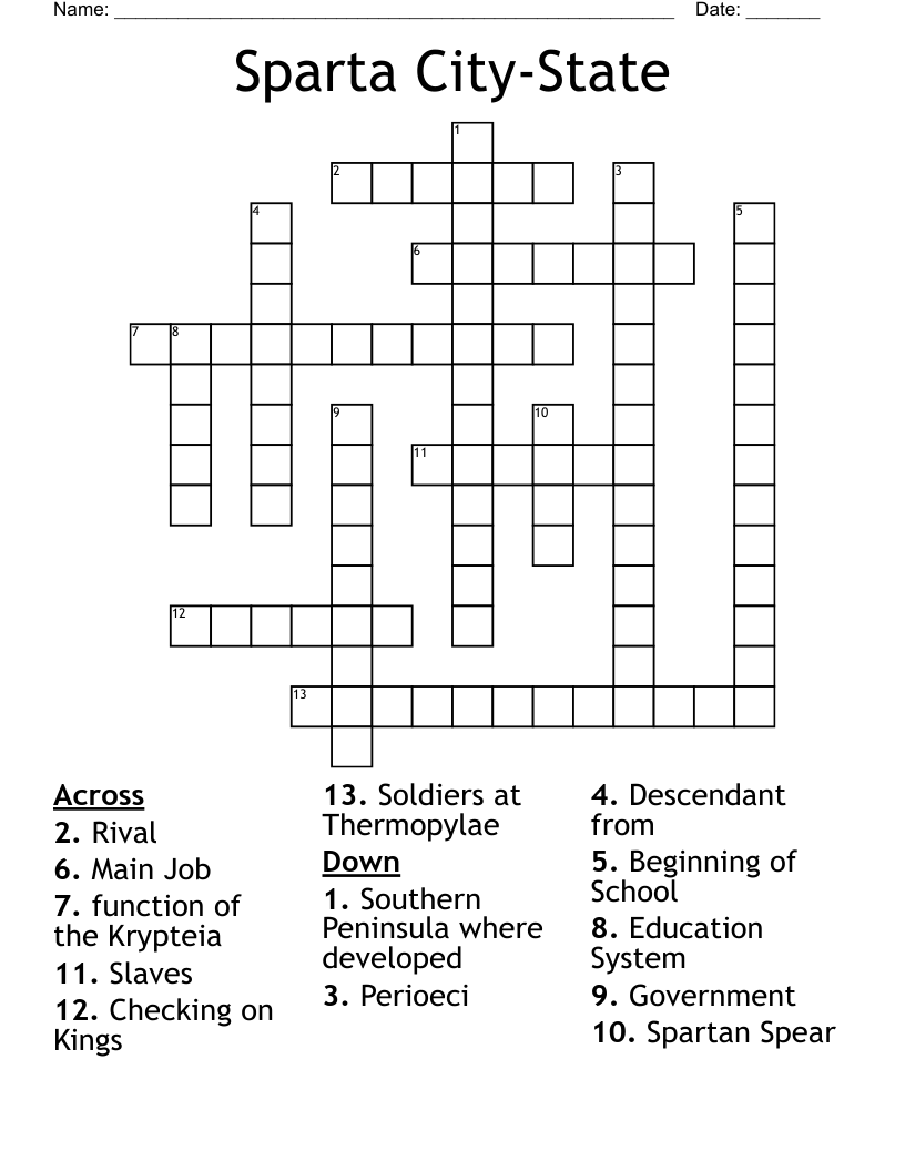 Sparta City-State Crossword