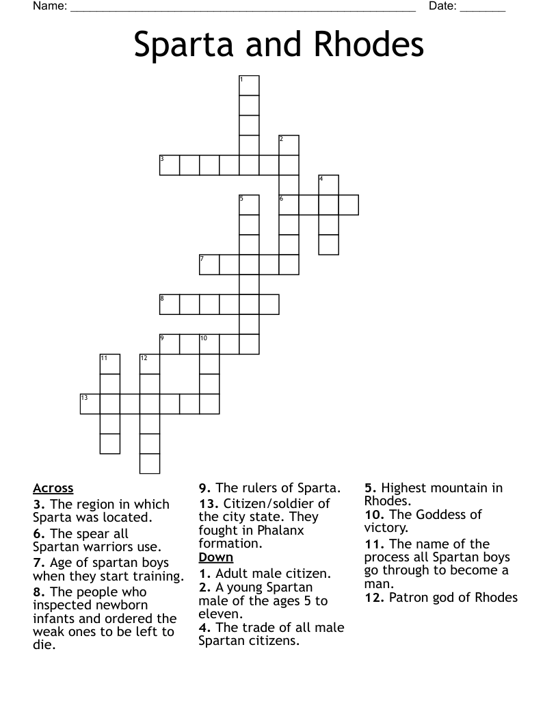 Sparta and Rhodes Crossword