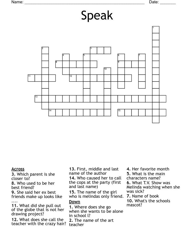 Speak Crossword