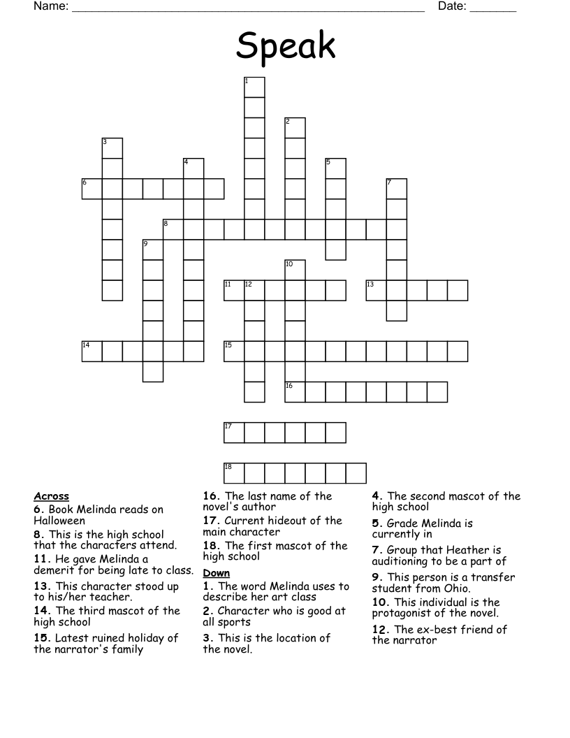 Speak Crossword