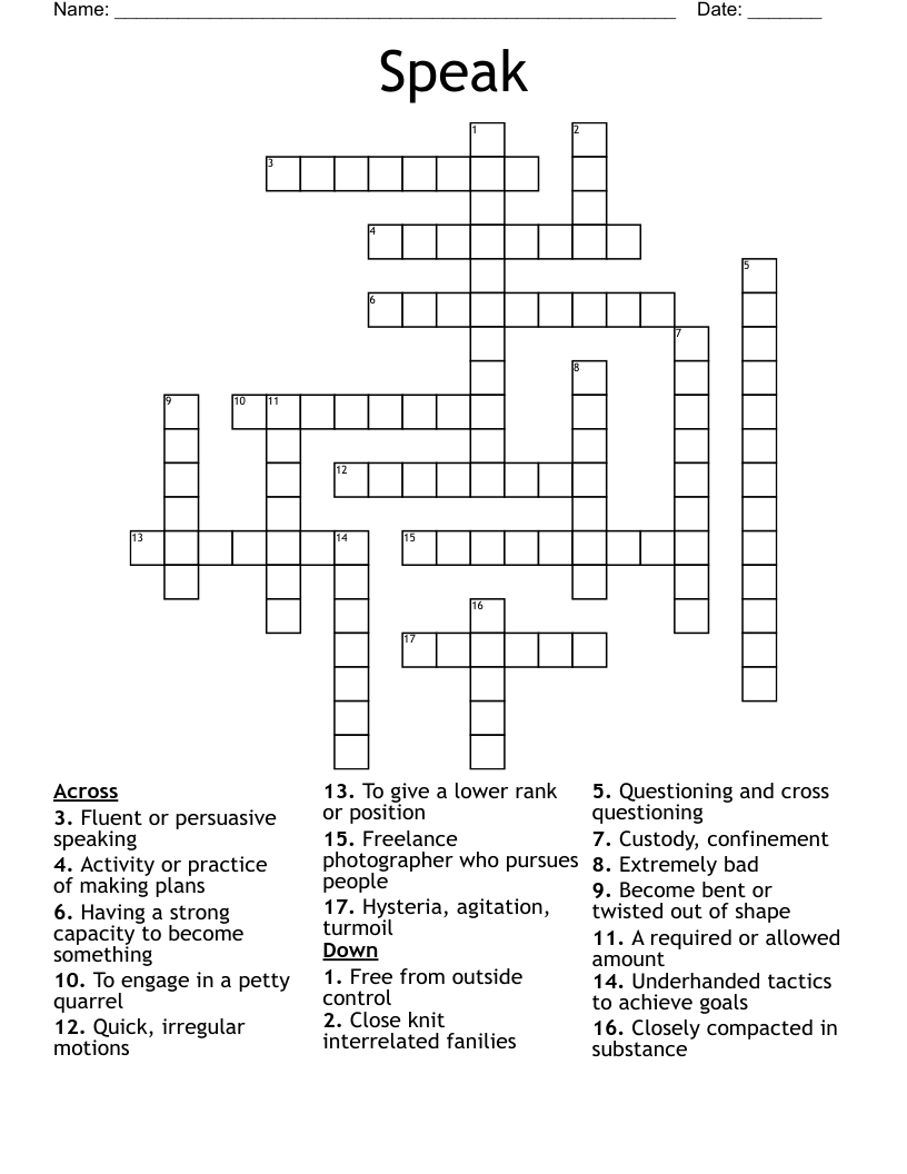 Speak Crossword