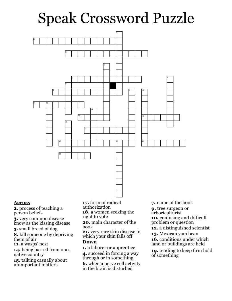Speak Crossword Puzzle