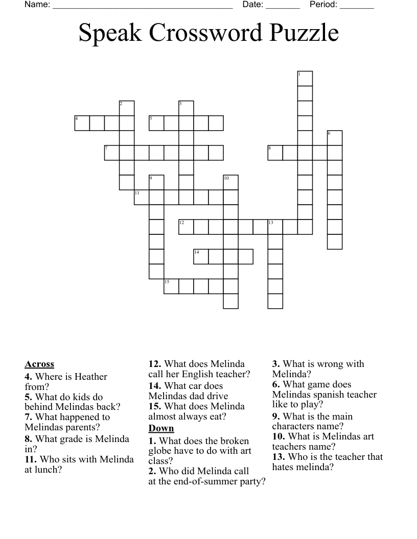 Speak Crossword Puzzle