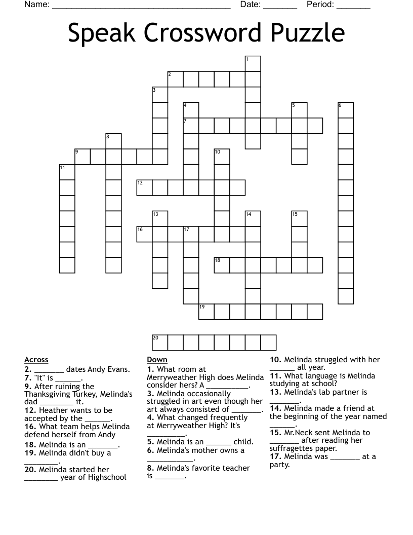 Speak Crossword Puzzle