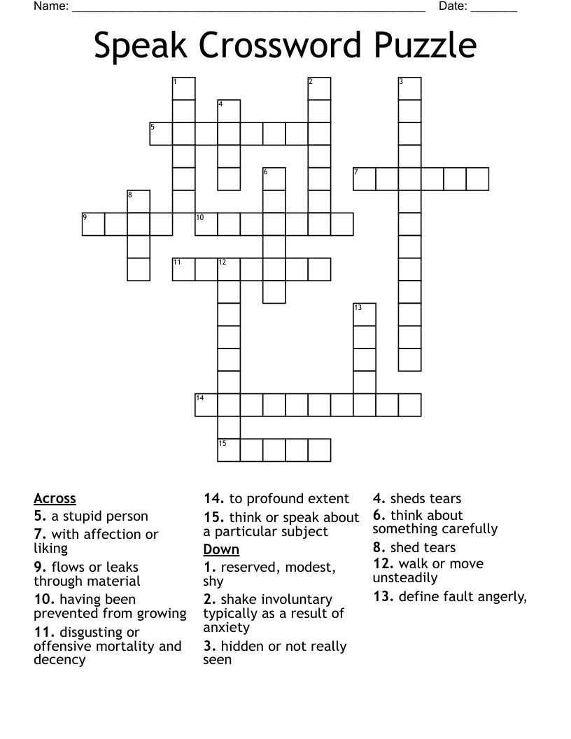 Speak Crossword Puzzle