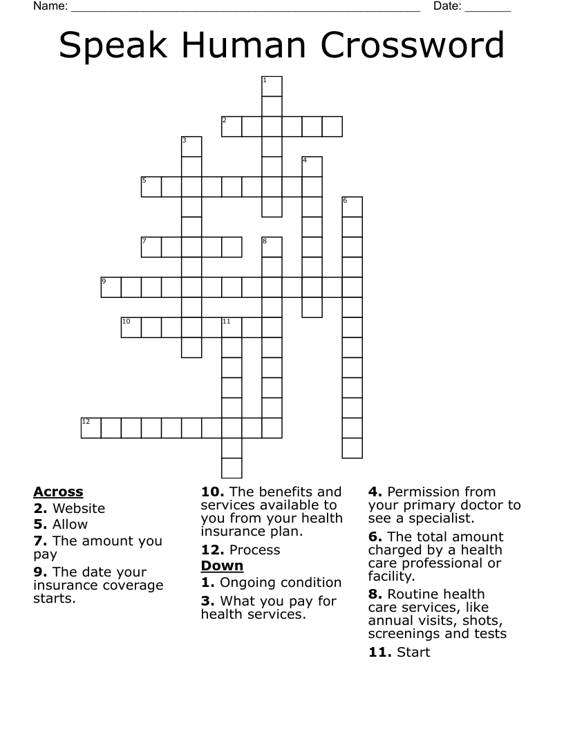 Speak Human Crossword