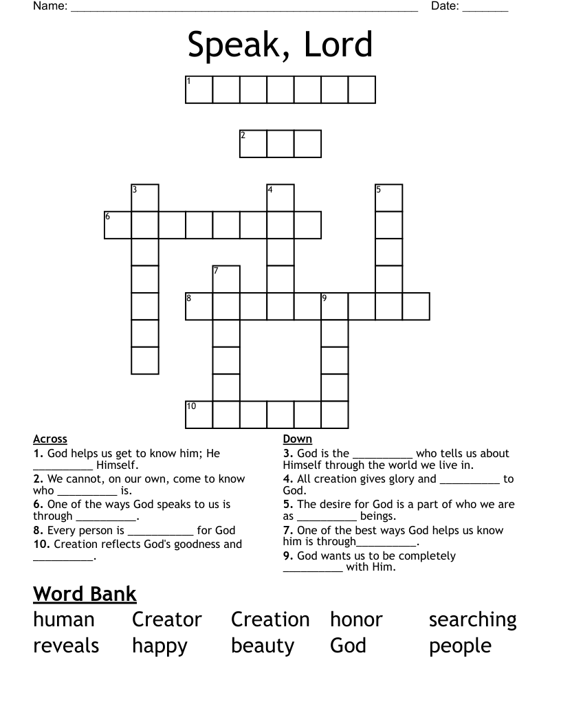 Speak, Lord Crossword