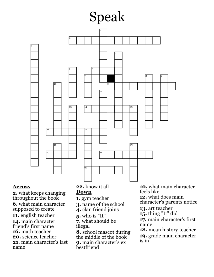 Speak  Crossword