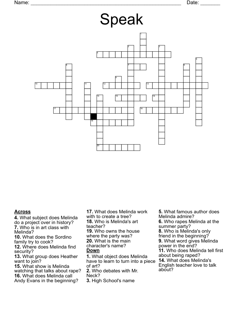 Speak  Crossword
