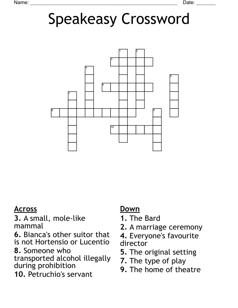 Speakeasy Crossword