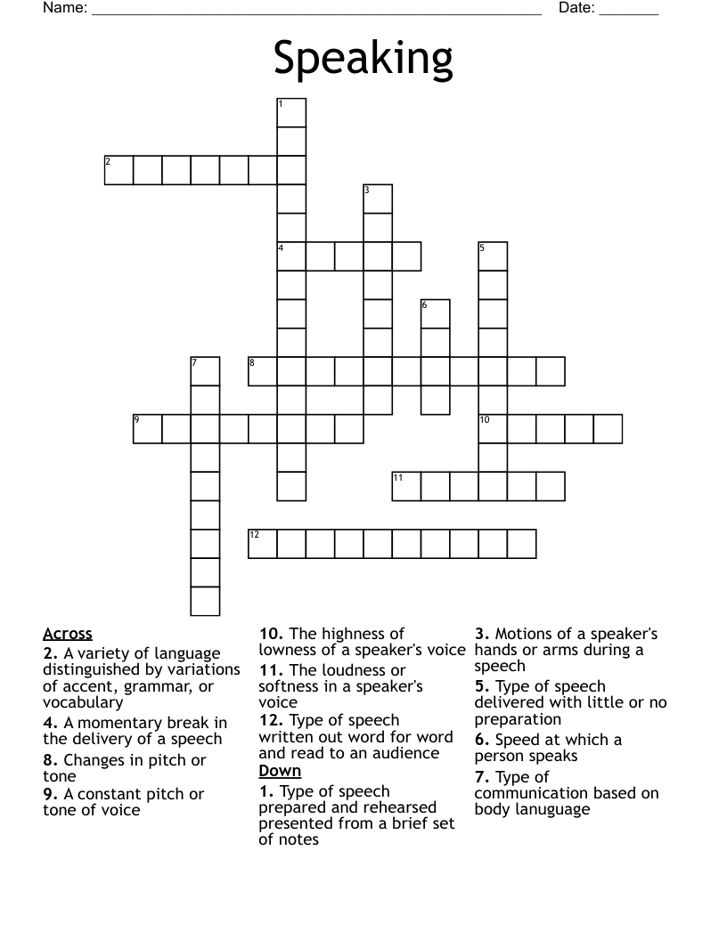Speaking Crossword