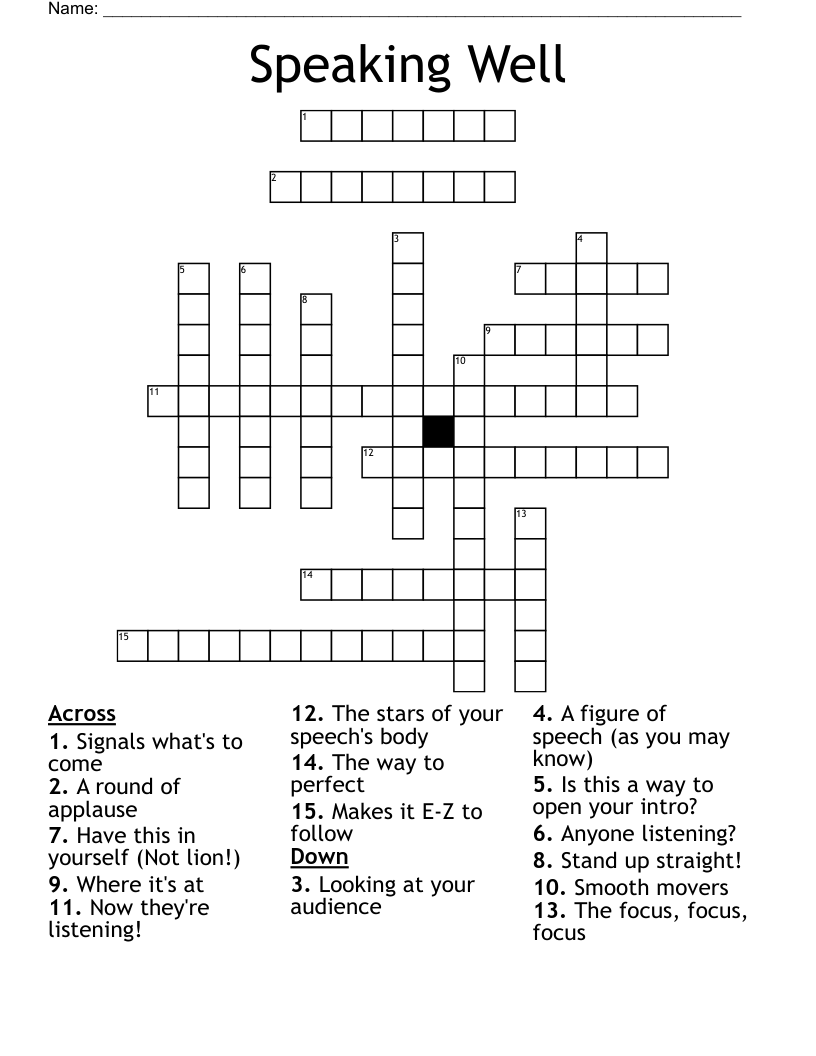 Speaking Well Crossword