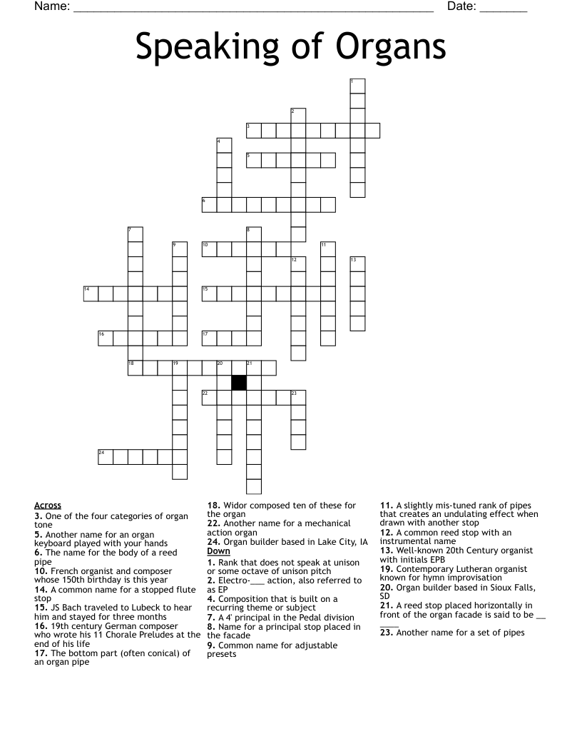 Speaking of Organs Crossword
