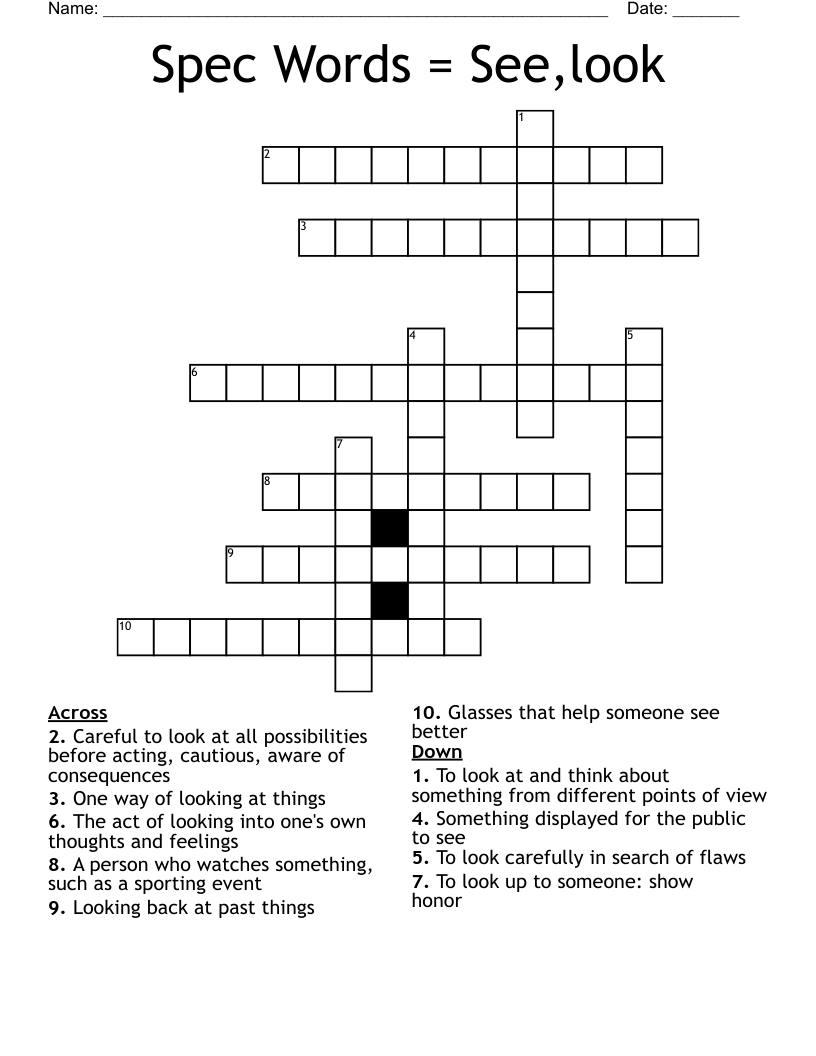 Spec Words = See,look Crossword