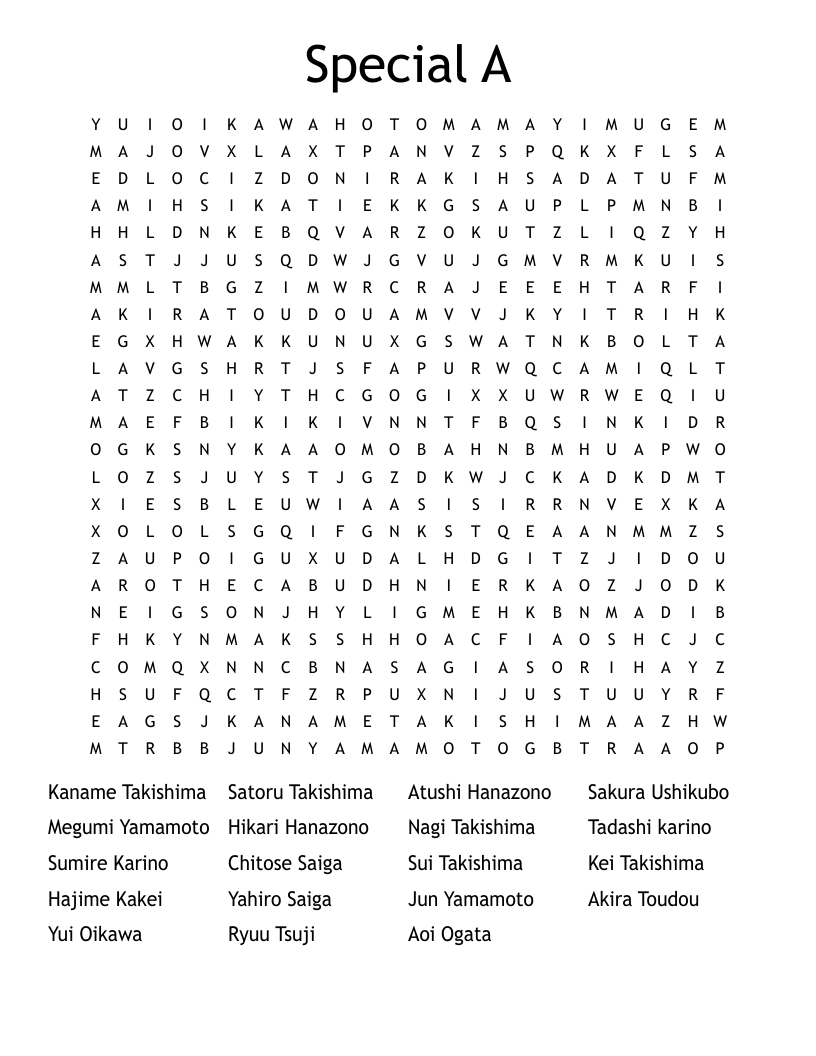 Special A Word Search