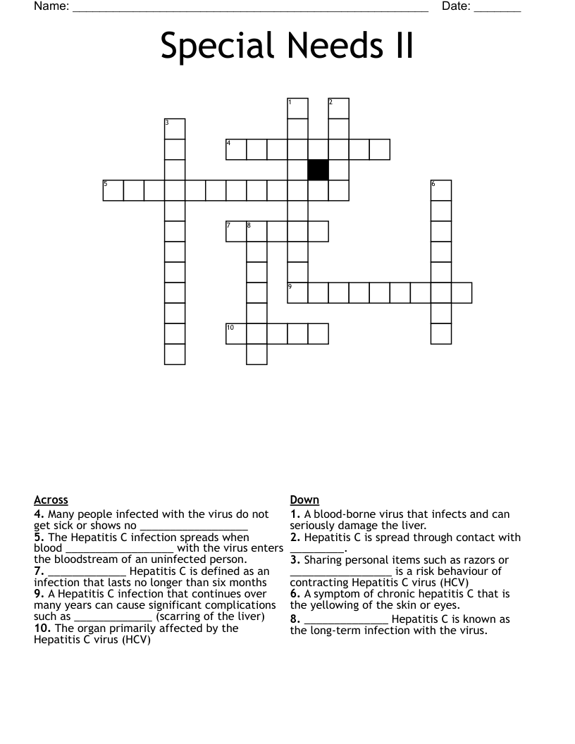 Special Needs II Crossword