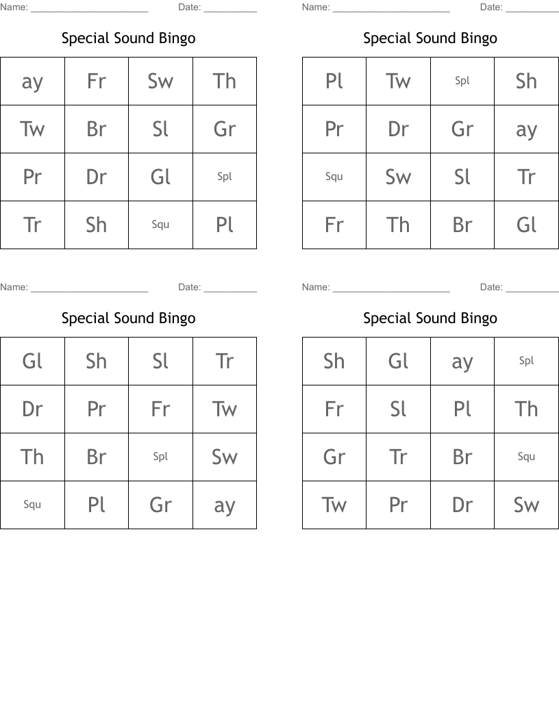 Special Sound Bingo