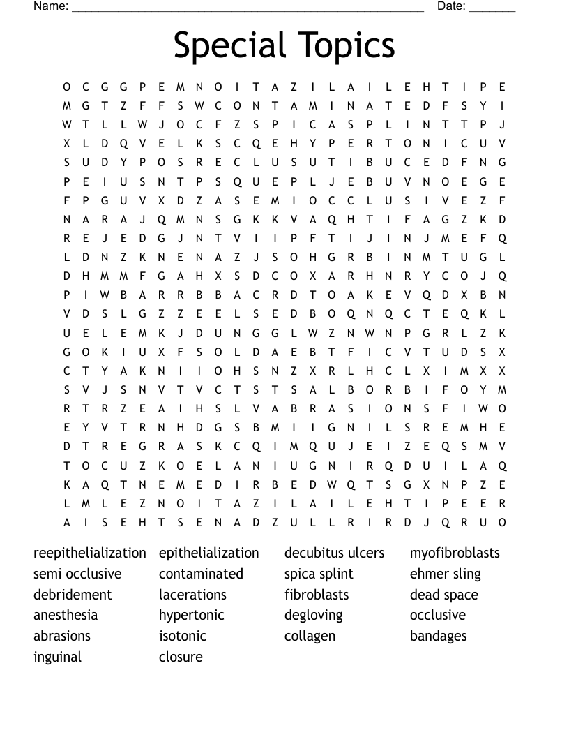 Special Topics Word Search