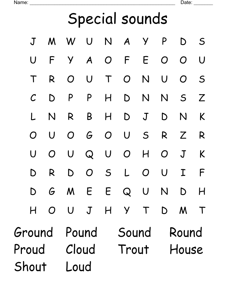 Special sounds Word Search