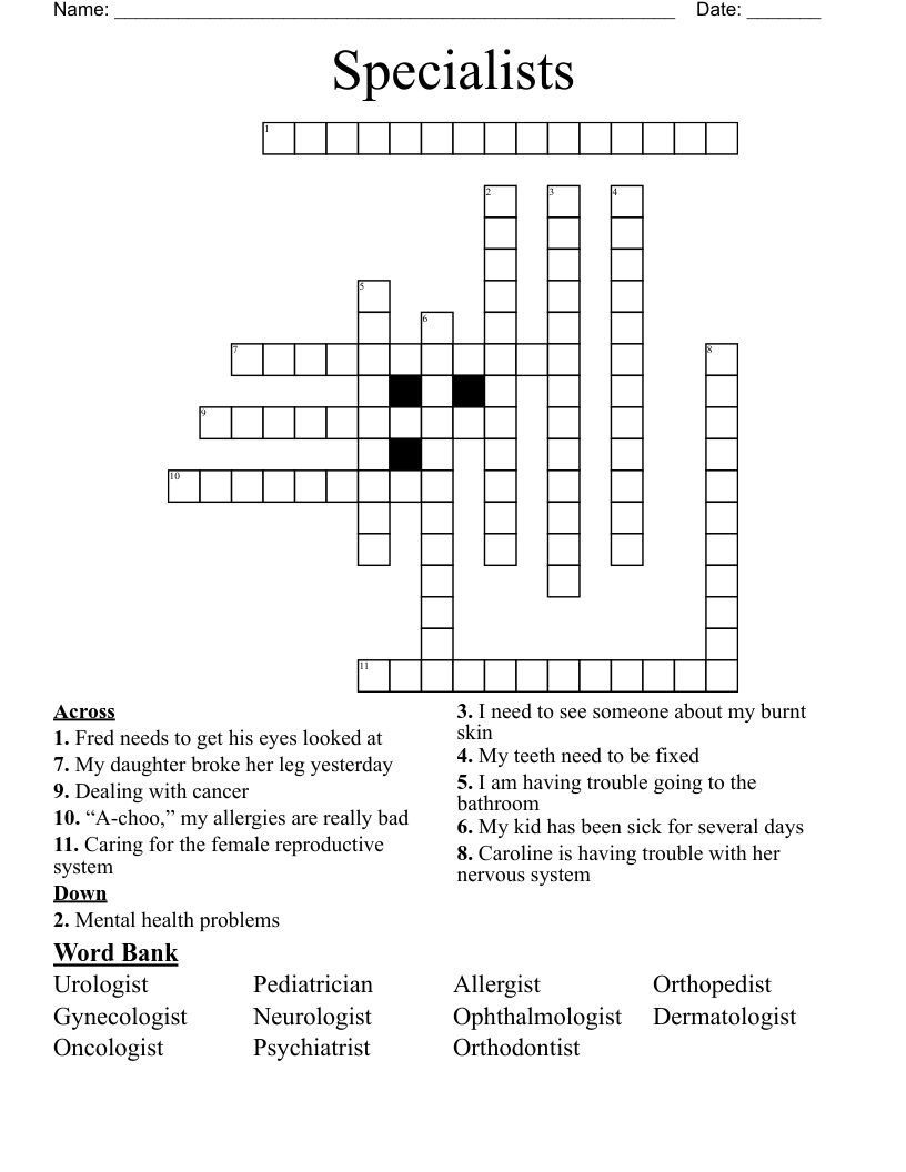 Specialists Crossword