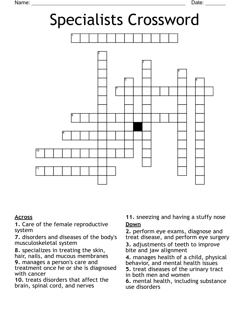 Specialists Crossword