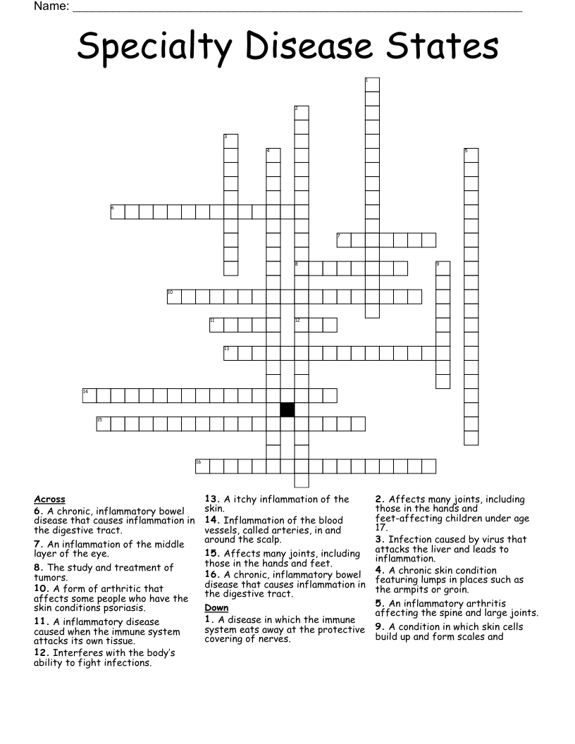 Specialty Disease States Crossword