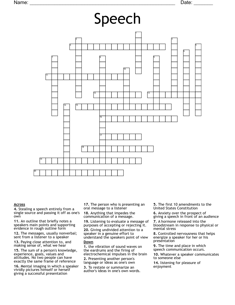 Speech Crossword