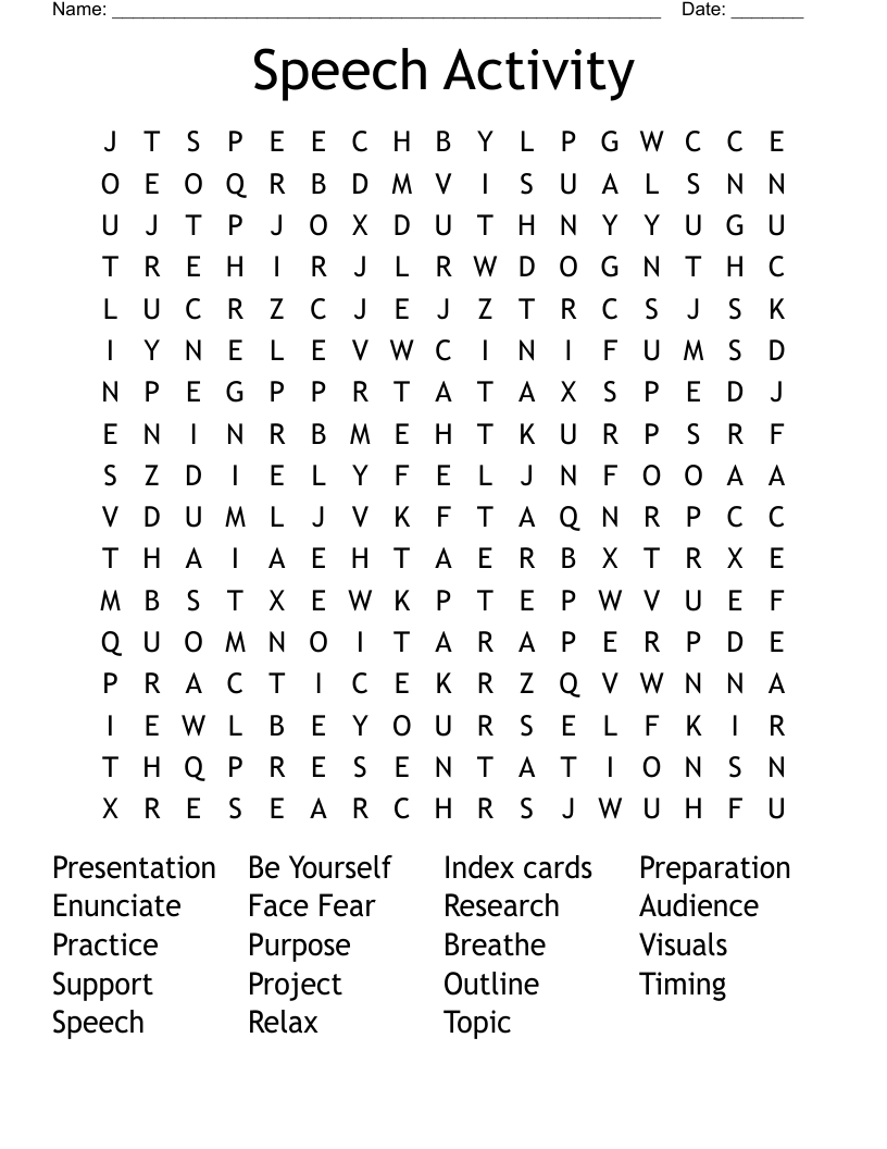 Speech Activity  Word Search