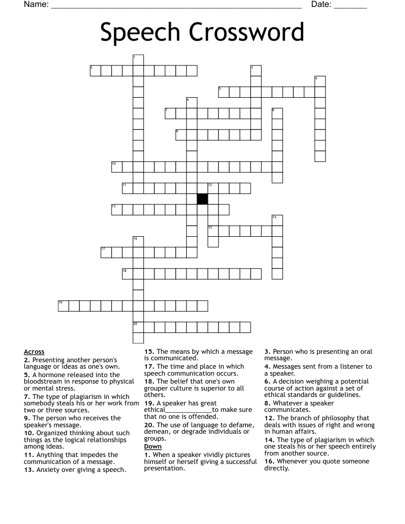 Speech Crossword