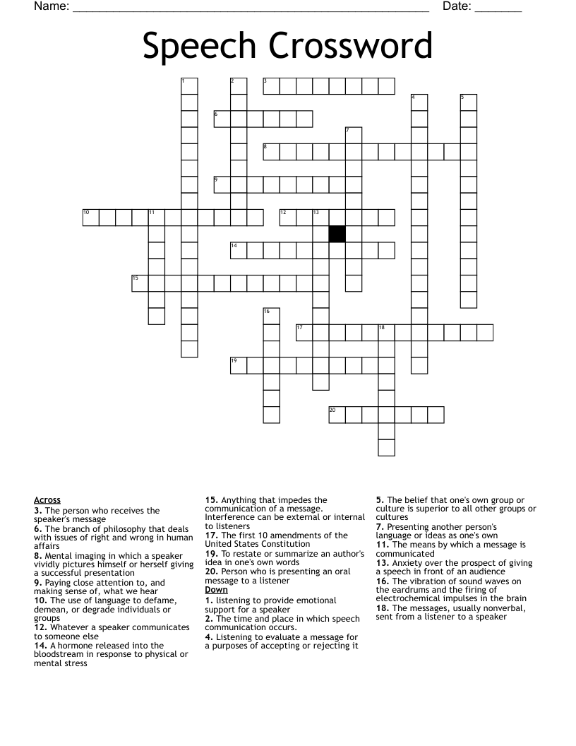 Speech Crossword